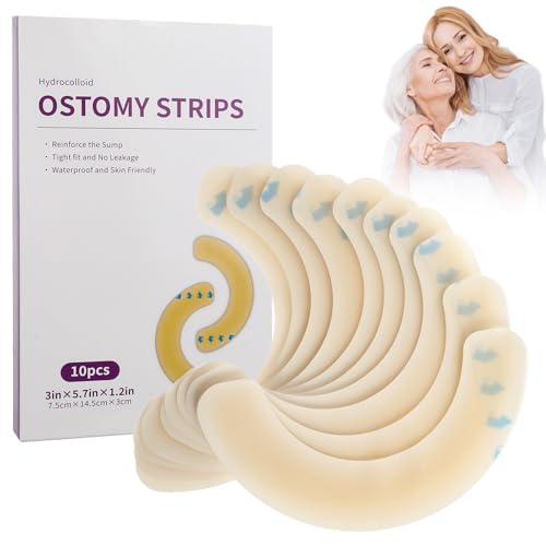 Paquete de 10 tiras de barrera de ostomía para bolsa de ostomía, tiras elásticas de barrera sensible, impermeables, suministros de ostomía, cubiertas para bolsa de estomía