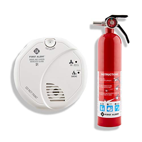 First Alert SCO5CN Battery Operated Combination Carbon Monoxide/Smoke Alarm with Home Fire Extinguisher, Red