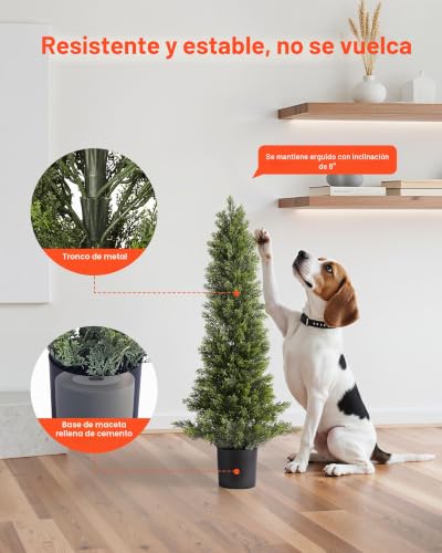 Cedro artificial VEVOR de 91 cm en maceta para decoración exterior e interior pack de 2 7
