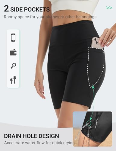 BVVU Women's 7" High Waisted Swim Shorts Tummy Control Swimsuit Bottoms Board Shorts for Women with Liner UPF50+3