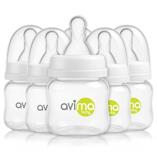 Image of Avima Baby Anti-Colic Preemie Bottles 2oz – 6 Pack, Standard Neck, BPA-Free, 100% Silicone Nipples with Flow Control – Feeding Bottles for Newborns & Premature Babies