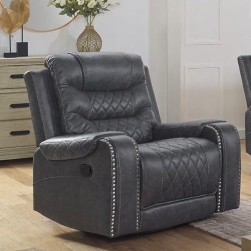 Image of Torque Mikkel 1 Seater Recliner Chairs for Home Office-Grey | Leatherette Recliner Sofa 1 Seater | Manual Relaxing Single Chair for Adults -1 Year Warranty