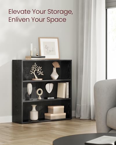 Image of VASAGLE CUSTOS Collection - Bookshelf, 3-Tier Bookcase, Book Shelf, Open Storage Shelf, 9.4 x 31.5 x 32 Inches, for Living Room, Home Office, Dinning Room, Ebony Black ULBC173T56