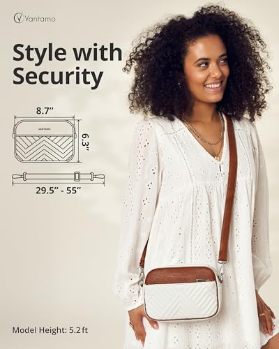 Image of Vantamo Premium Quilted Crossbody Bags for Women with Anti-Pickpocket Clip, Vegan Leather Handbags, Travel Purses for Women