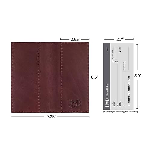 Image of Hide & Drink, Checkbook Cover, Minimalist Organizer for Personal or Business Finances, Bill Holder, Full Grain Leather, Handmade, Sangria