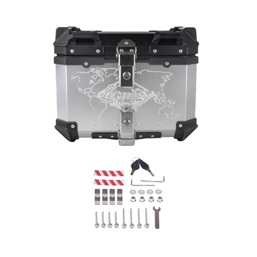 Image of Fort Knox Series Top Case 45L Aluminium Silver Box with Backrest Pad for Motorcycle (Pack of 1)