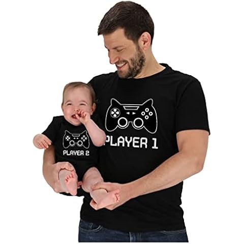 Tstars Gamer Dad and Baby Matching Outfits Gifts for New Dads Player 1 & Player 2 Funny Fathers Day Daddy and Me Outfits Dad Black X-Large/Baby Black Newborn (0-3M) Cover
