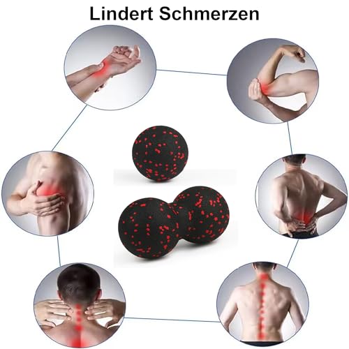 FaszienRolle Set enthält Massageball, Erdnuss-Lacrosse-Ball, Faszien-Roller für Wirbelsäule, Nacken und Rücken Entlastung, Deep Tissue Massage, Release, und Flexibilität (Rot-Zweiteiler Satz)