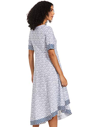 Image of Rangriti Blue Cotton Kalidar Dress for Women