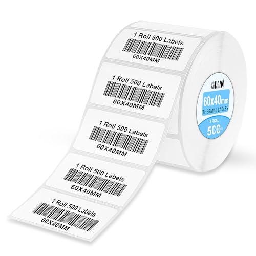 Image of GLUN 60x40mm Size 500 Sticker Smudge-Free Barcode & Price Tag Stickers for Thermal Printers, Paper Sticker for Warehouse, Shops Use