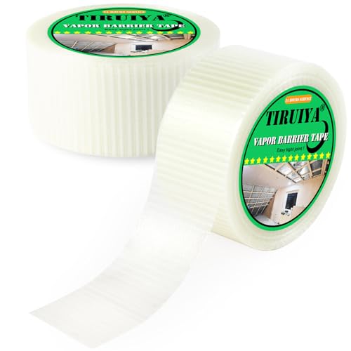 Tiruiya Nastro Adesivo per Barriera al Vapore, Nastro Adesivo Flessibile per Pellicola Barriera al Vapore, Freno a Vapore, Ultra Resistente ed Flessibile (5cm x 25m x 2 rotoli)