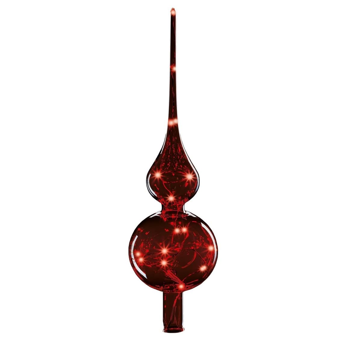 Lumix® Tree Topper Red LED Glass Christmas Tree Topper 29 cm Mouth-Blown with Fairy Lights Christmas Tree Decoration 1 Piece Made in Germany 76032