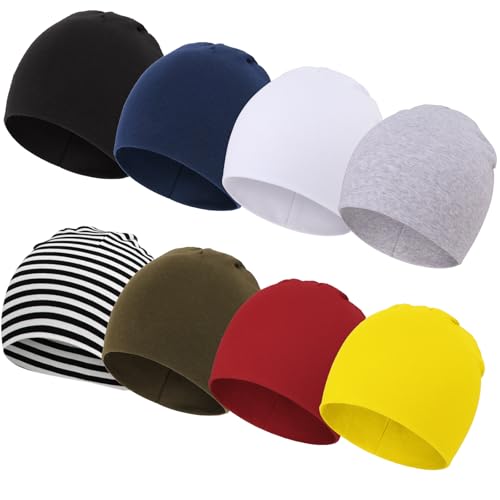 Image of DRESHOW BQUBO 8 Pack Unisex Baby Beanie Hat Infant Toddler Kid Hats Baby Soft Cute Knit Cap Nursery Beanie