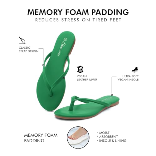 Image of Shoe Land Thong Flip Flops for Women, Memory Foam Flat Sandals, Lightweight Summer Slides, Non Slip Comfort Sandals for Beach, Travel and Everyday Wear