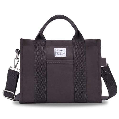 Image of VASCHY Canvas Tote bag, Casual Reusable Work Totes for Women Teachers with Zippers Pockets Crossbody Shoulder Bag Purse