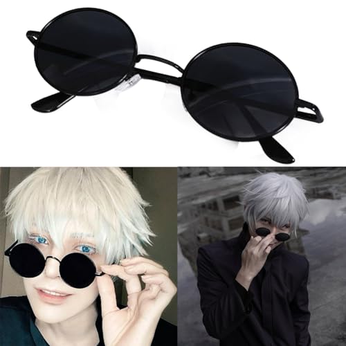Image of Gojo Satoru Cosplay Glasses Jujutsu Kaisen COS Prop Retro Small Round Eyeglasses