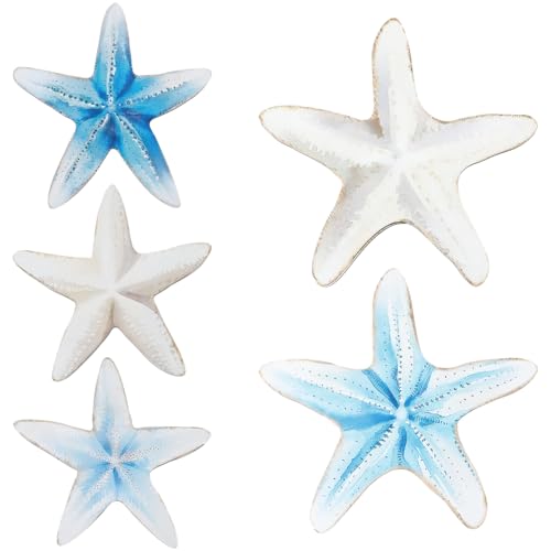 CREATCABIN 5 pezzo Decorazione Parete A Forma Stella Marina, Stella Marina, Decorazione Parete In Legno Fatta Mano, 18.5~25.7x18~24.7cm