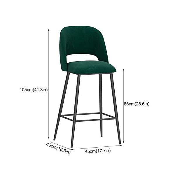 Patchwork Chairs Stools Barstools Modern Bar Stools Velvet Padded Seat With Backrest Footrest Makeup Living Room High Chair Supported For Breakfast Bar,Counter,Kitchen And Home 75Cm - Image 7