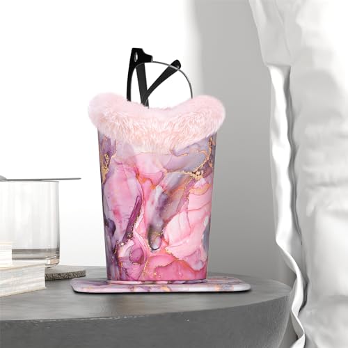 Image of Eyeglasses Holder,Plush Lined PU Leather Pattern Stand Case with Magnetic Base,Unisex for Women Men