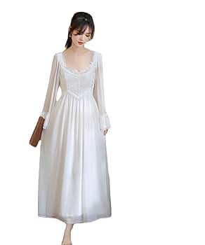 100s antique nightdress アンティークドレス ブラウス HEARTTOUCH Women's Vintage Victorian Nightgown Girls Long