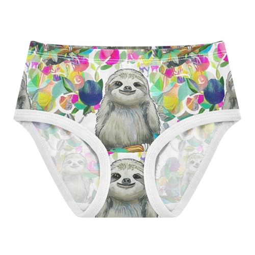 Cute Sloths Flowers Toddler Girls Underwear 2t Cotton Panties Little Girl Print Kids Briefs Undies