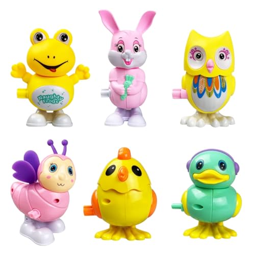 6 Pack Easter Wind Up Toys - Easter Wind up for Animal That Walk Jump Great Easter Basket Stuffers Fillers Gifts Birthday Party Favors