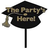 Grad Yard Sign in Black, Silver and Gold Graduation Party Theme Outdoor Decoration, Plastic, 11
