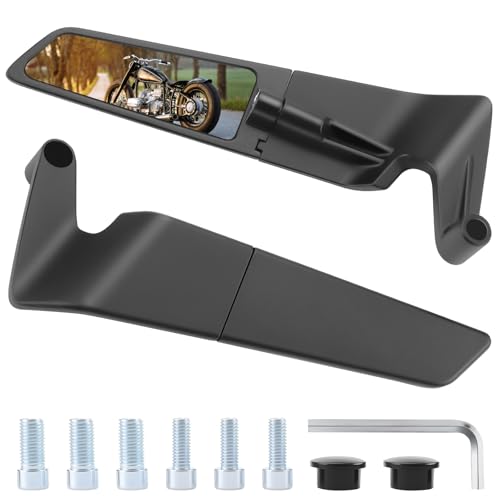 Liwogi 2 Pcs Aerodynamic Motorbike Rear View Wing Mirrors Universal Motorcycle Side Handlebar Mirrors 360°/210° Adjustable, Anti-Shake Design, Fits Most Motorbikes 8MM/10MM Fitment