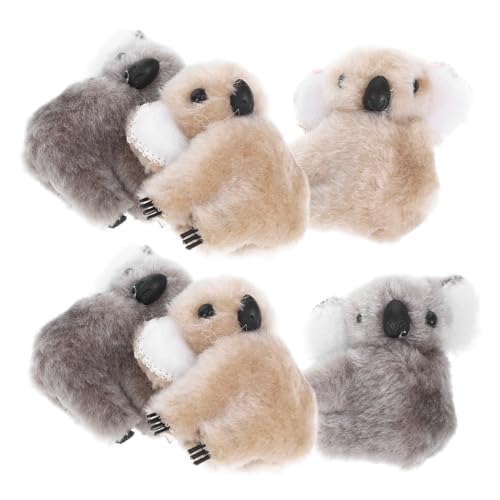 OFFIGAM 6個 かわいいカートゥーンコアラ形状のぬいぐるみヘアクリップ 女の子用小型ヘアピン グレー カーキ色 髪飾り 軽量で実用的 毎日の