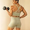 Evercute Sports Bra for Women Padded Medium Support Criss Cross Strappy Bras Seamless High Impact Yoga Exercise Athletic Bras