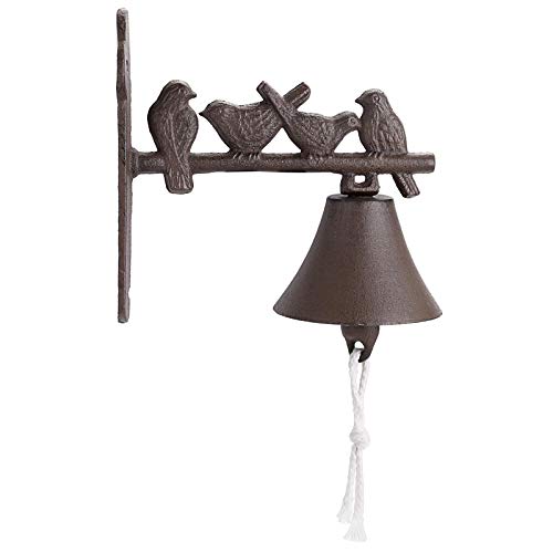 OwnMy Cast Iron Bird Doorbell Dinner Bell Retro Wall Mounted Hanging Door Bell, Rustic Decorative Bell Vintage Shaking Bell Hand Bell Heavy Duty Metal Bell Indoor Outdoor Garden Yard Farmhouse Bell