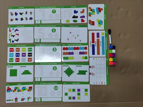 Image of Jenaai 500 Pcs Math Cubes with 18 Pcs Stem Cards Link Cubes Plastic Counting Blocks Manipulatives Supplies(Classic)