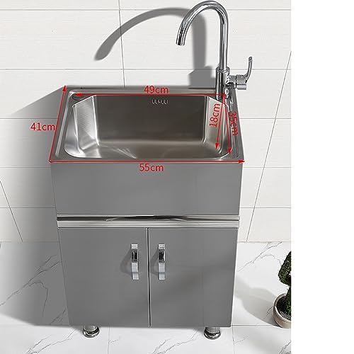 Évier utilitaire simple autoportant avec robinet et tuyau de drainage - 3