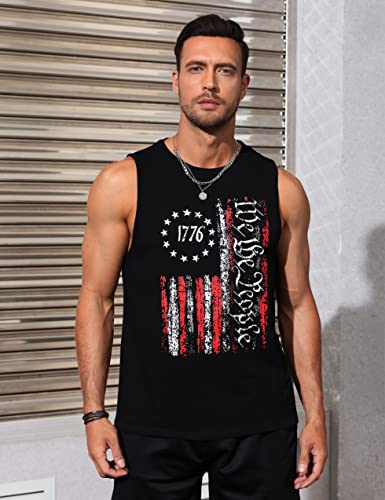 Mens Tank Top 4Th Of July Tank Tops Patriotic American Flag 1776 Muscle Tank Tops Graphic Sleeveless Gym Workout Running Men's Tank Tops #TOP2