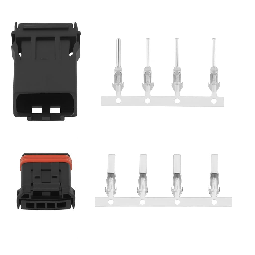 5-Piece Set of 4-Pin Motorcycle and Automotive Wiring Harnesses with Terminals, 4-Wire Male/Female Plug Connectors, Models MX19004S51 and MX19004P51