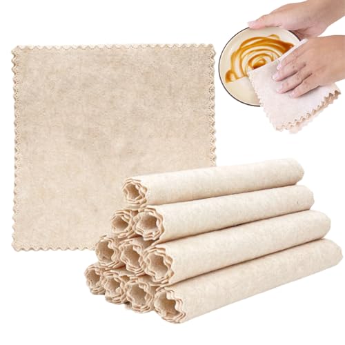 DAWOOWF 10 paños de cocina de fibra natural Loofah, reutilizables y multiusos, de microfibra, muy absorbentes, paños de limpieza para cocina y limpieza de ventanas (20 x 25 cm)