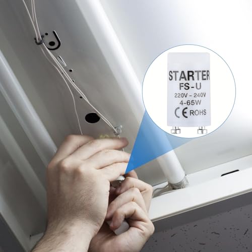 6 Starter Leuchtstoffröhre, Universalstarter für Leuchtstoffröhren ST111, 4-65W, 220-240V, Langlebiger und zuverlässiger Starter für Leuchtstofflampen, Geeignet für Haushalt und Gewerbe (6 pcs)