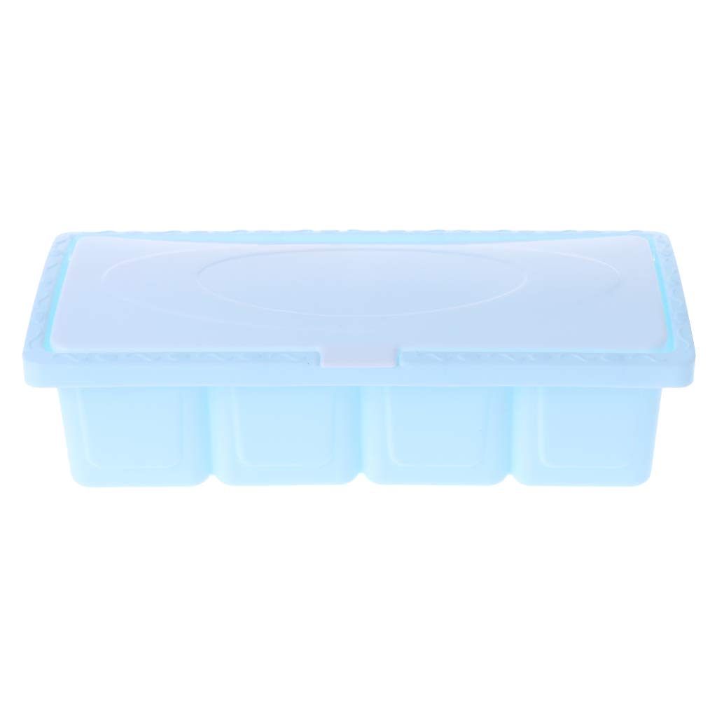 Xuniu Seasoning Box with 4 Grid, Condiment Storage Seasoning Container for Kitchen 21x9.5x5.5cm