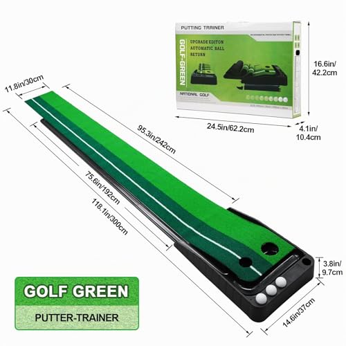 Golf Putting Matte mit automatischer Ballrückgabe – Golf Geschenkset Matte, kreative Geschenkidee für Golfer & Golfliebhaber (Männer und Frauen)
