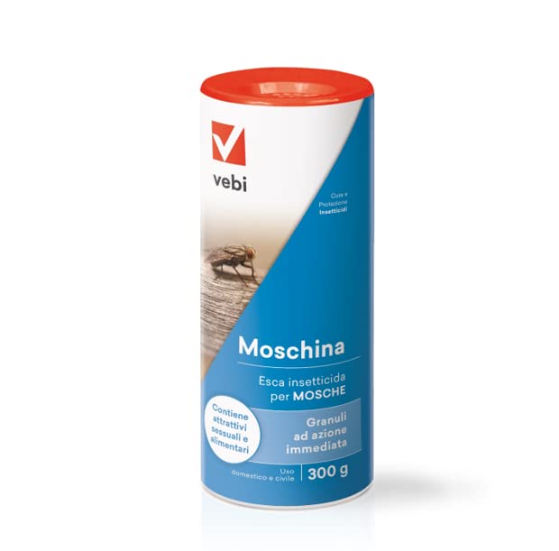 Vebi MOSCHINA Esca Insetticida Mosche Granulare Azione Rapida con Attrattivi Sessuali e Alimentari da 300 GR