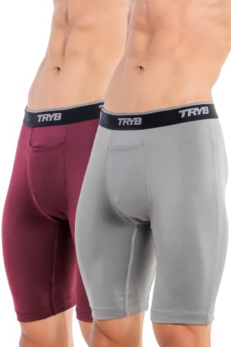 Image of TRYB Men's Compression Shorts & Pants | Sports Innerwear for Gym, Running & Training | Quick Dry, Breathable, 4-Way Stretch, Moisture Wicking, Anti-Chafing Muscle Support Athletic Wear with Pocket