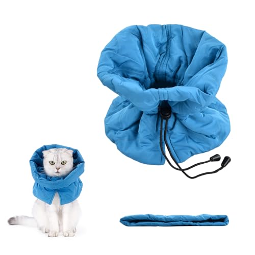 Katzenhalsband S M, Halskrause Katze Weich Atmungsaktiv Verstellbar, Halsband Katze Post-Op für Katzen Kätzchen Verhindert nach Operationen Lecken von Wunden Kratzen, Geeignet für alle Jahreszeiten