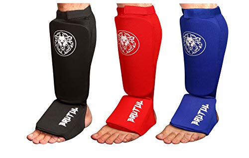 Brutul Protective Shin Instep Kickboxing Boxing Mma Muay Thai Karate Taekwondo Cloth Shin & Instep Padded Guards Training Sparring Shin Guards Leg Pad Training Protective Gear Washable (Black, L/Xl) #TOP3