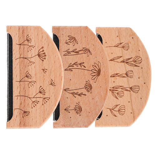 LOLIPPYY 3 Piezas Cepillo Quitapelusas de Madera para Suéter Removedor Manual de Pelusa y Bolitas Compacto y Portátil para Ropa sin Daños
