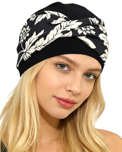 Image of Chemo Headwear for Women Knot Beanies with Stretch Elastic Turbans Soft Cancer Hats Head Coverings Scarf Headwraps