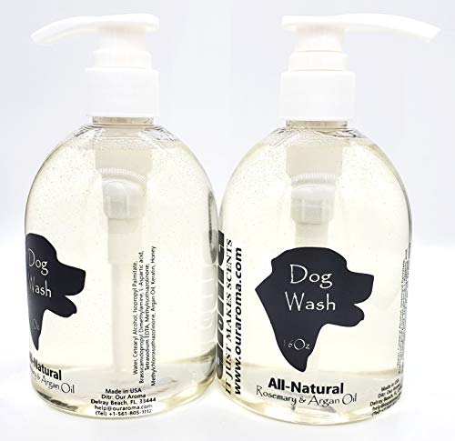 Our Aroma Óleo de argan de alecrim – Lavagem para cães enriquecida com Aloe Vera e mel para uma pele