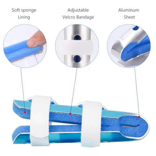 Image of HANNEA Aluminum Alloy finger splint, 3Pcs Finger Cot Splint Dual Hook and Loop Closure Strap Adjustable Finger SplintsPosture Corrector for Finger Fractures, Dislocations, Sprains Finger Brace
