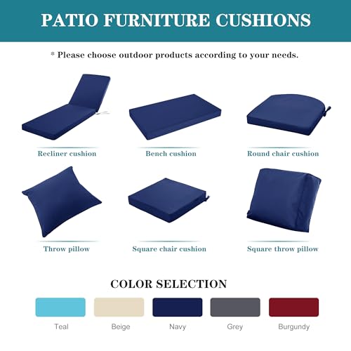 Comcaver PFCA-2424-NAVY Outdoor Chair Cushions 24X24 Inch, Waterproof Fade Resistant Deep Seat And Backrest Cushion Set For Patio Furniture thumb #7