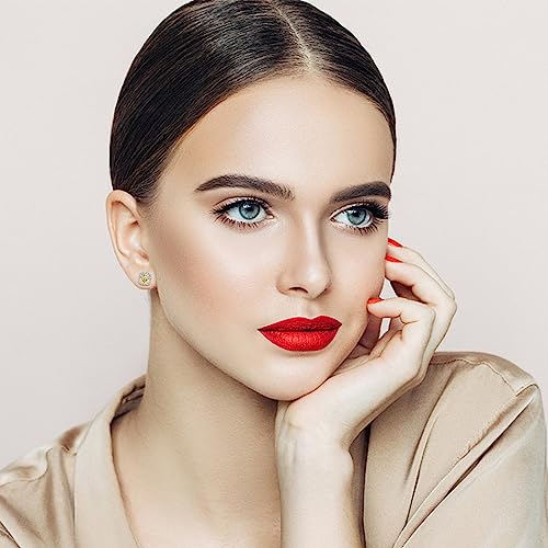 925 Sterling Silver Lab Simulation Diamond Earrings for Women, 4Ct Halo Cushion Cut 5A Cubic Zirconia/Ruby/Sapphire Stud Earrings Hypoallergenic Perfect Jewelry Gifts4