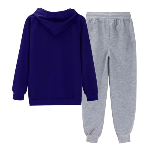 Boys Girls 2 Piece Sweatsuit Fall Outfits Color Block Sweatshirt + Jogger Sweatpants Clothing Set for Kids Winter Tracksuit3